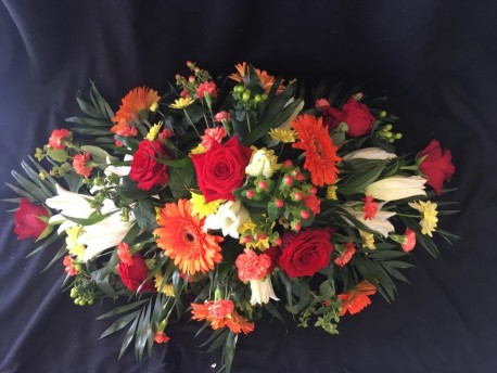 Casket Spray - Red, Orange & Yellow