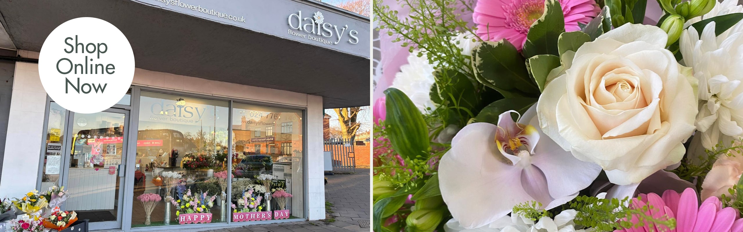 Seasonal bouquets from Daisys Flower Boutique in Coventry offering same-day delivery