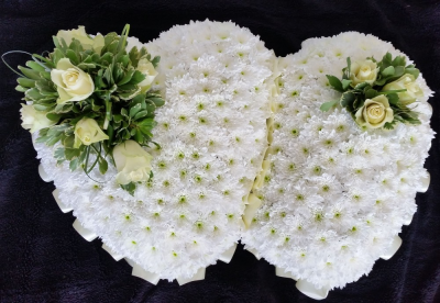 Based Double Heart With Roses - Based Double Heart With Roses suitable as a funeral piece.