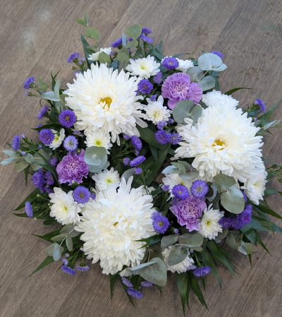 Wreath - Lilac, Purple & White - A stunning Wreath in purple, lilac and white with luxury seasonal flowers & foliages