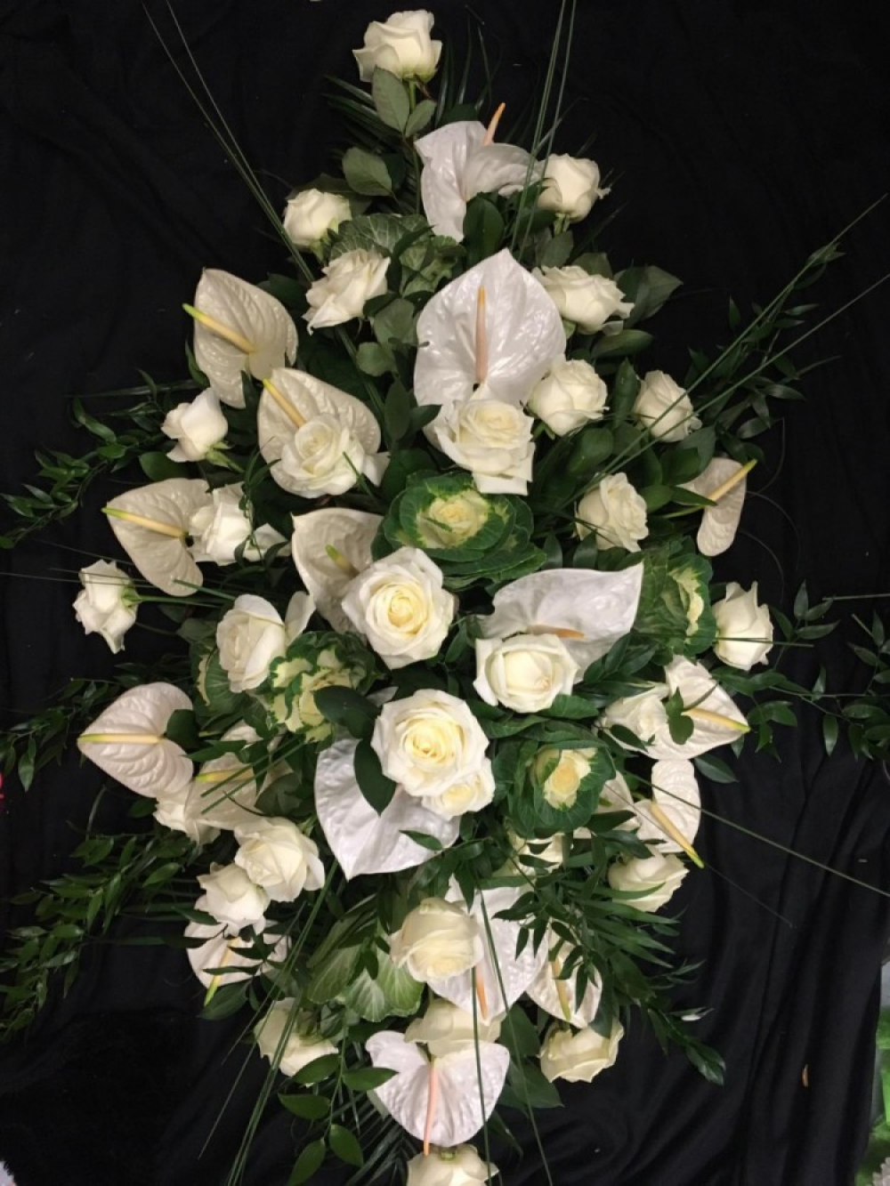 Coffin Spray - White Rose & Anthuriums Coffin Spray - White Rose & Anthuriums