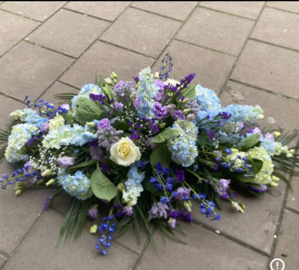 Casket Spray - Blue, Lilac & Cream