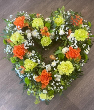 Heart - Orange & Green - An open heart tribute in oranges, greens & whites