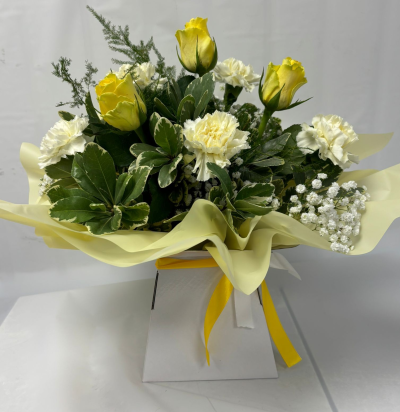 Sunshine - A bright and wonderful Flowerbox bursting with a selection of seasonal flowers in yellows & whites