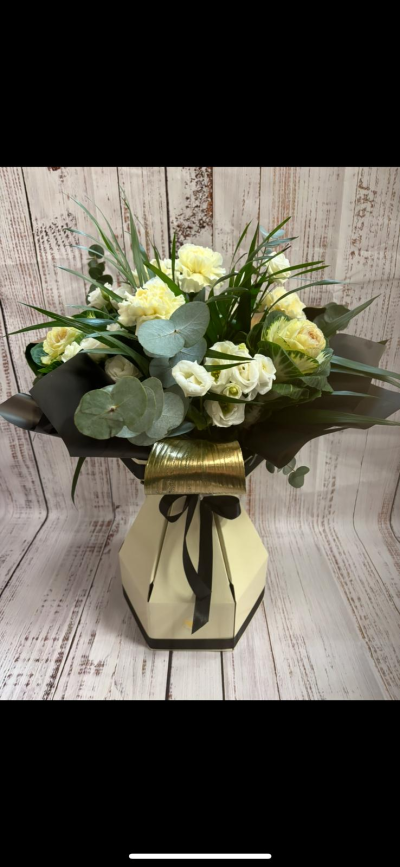 Luxury Whites & Green - A Luxury flower arrangement in whites, greens and golds