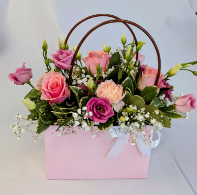 Mother's Day Handbag - A beautiful handbag design filled with flowers and foliages in pinks & whites