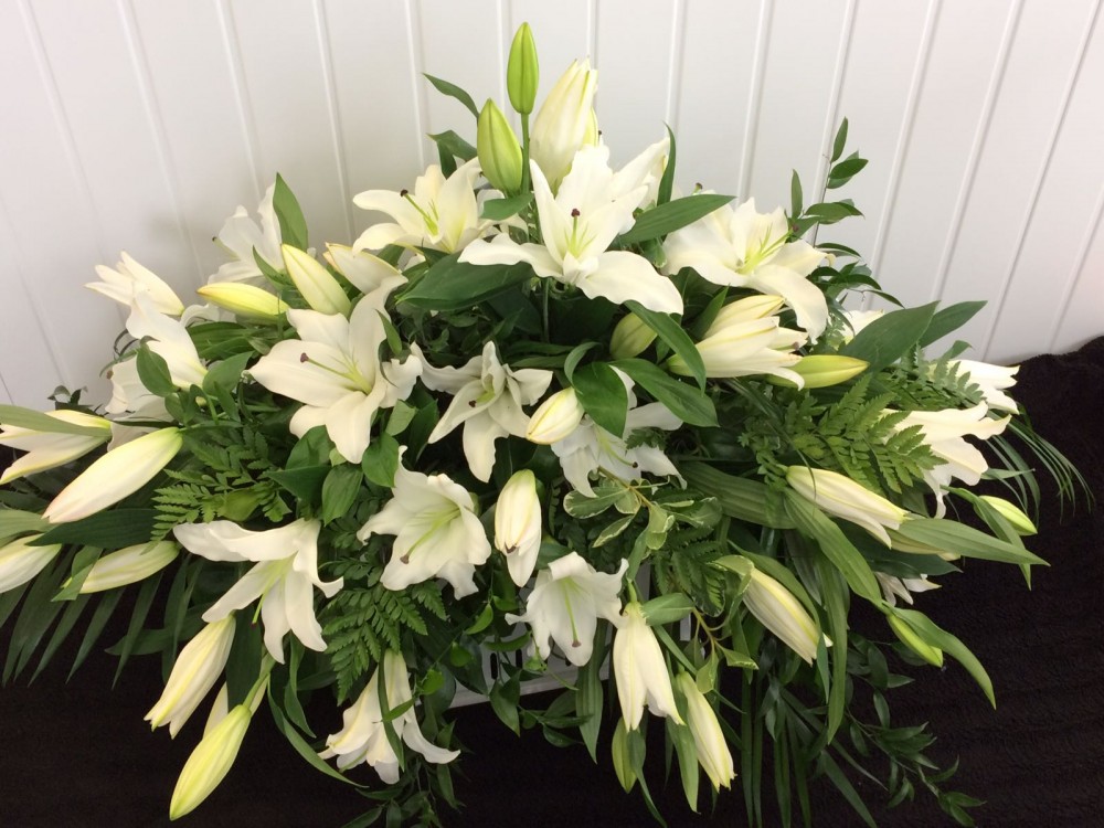 Casket Spray - All White Lillies