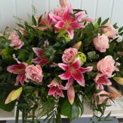 Casket Spray - Pink Lillie & Rose