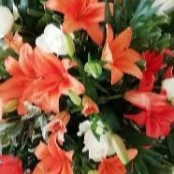 Casket Spray - Orange Lillies & White Roses