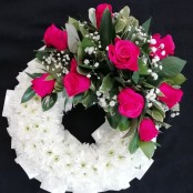 Cerise Rose Massed Wreath