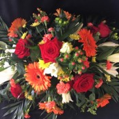 Casket Spray - Red, Orange & Yellow